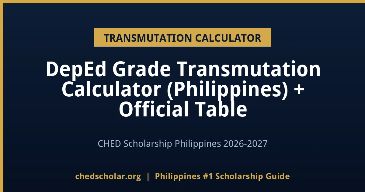 DepEd Grade Transmutation Calculator (Philippines) + Official Table - chedscholar.org